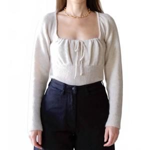 NEW TACH bella wool sweater top in cream